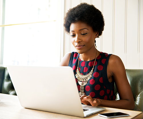 A lady using her laptop