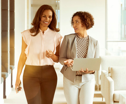 Two women talking