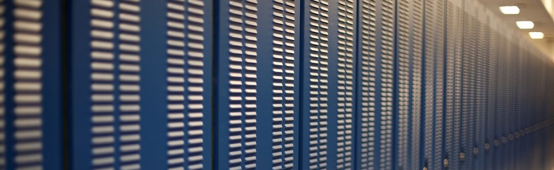 Long row of data servers