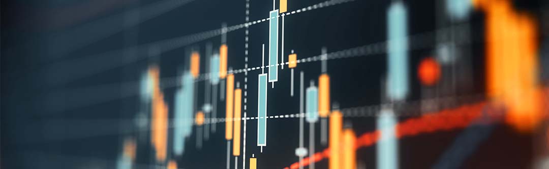 close up of stock line chart showing daily highs and lows