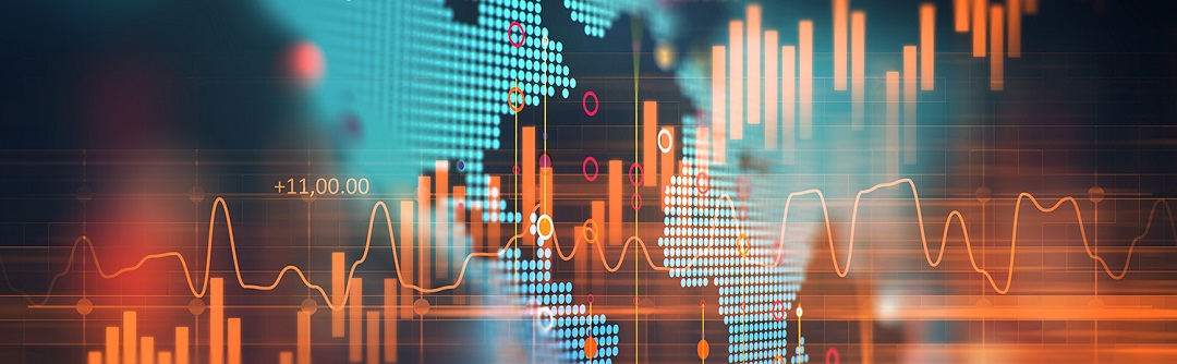 graphs in front of a digital map