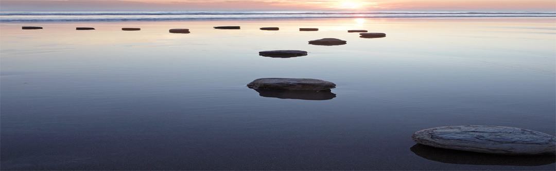Stepping stones across calm waters
