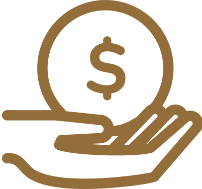 open hand holding circle with dollar sign