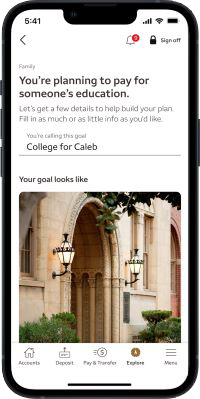 mobile device displaying Lifesync college goals