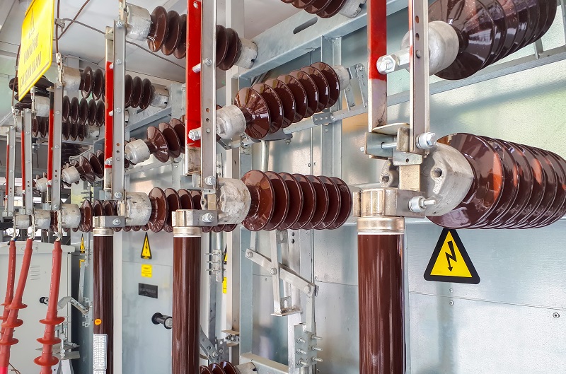 High voltage transformer with electrical insulation in power substation