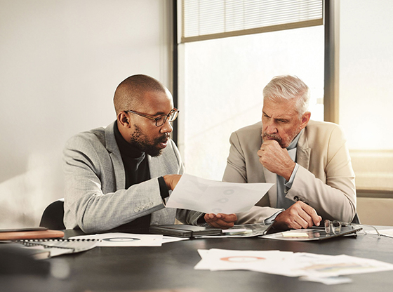 Financial advisor meeting with a client.